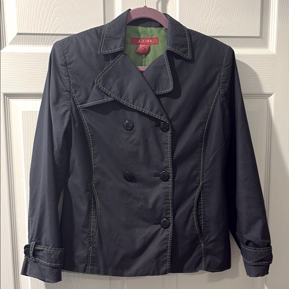 Black Double-Breasted Women's rain Jacket by A  Line  SZ  6